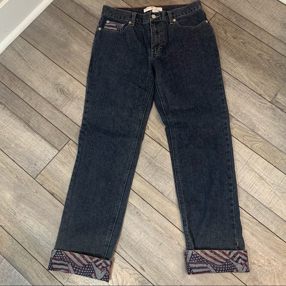 Tommy Hilfiger Vintage American Flag Cuff Mom Jeans - 6 - Picture 1 of 6